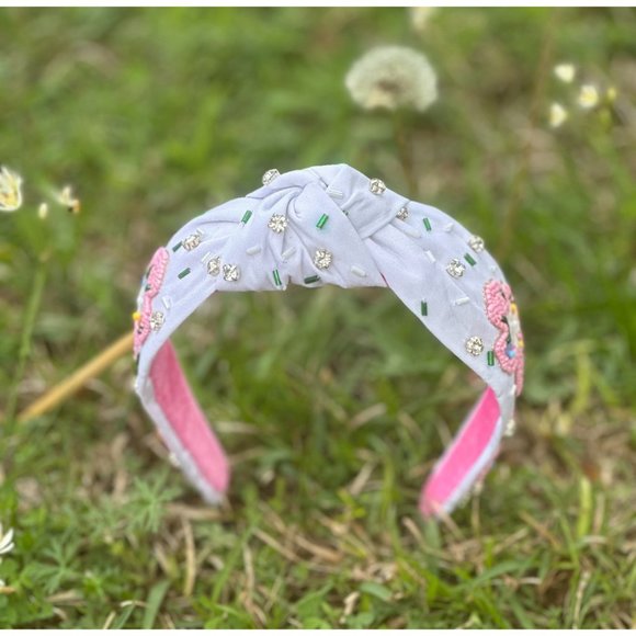 Easter Headband, Easter Knot Headband, Embellished Cross, Cross Headband, Beaded - Picture 3 of 3